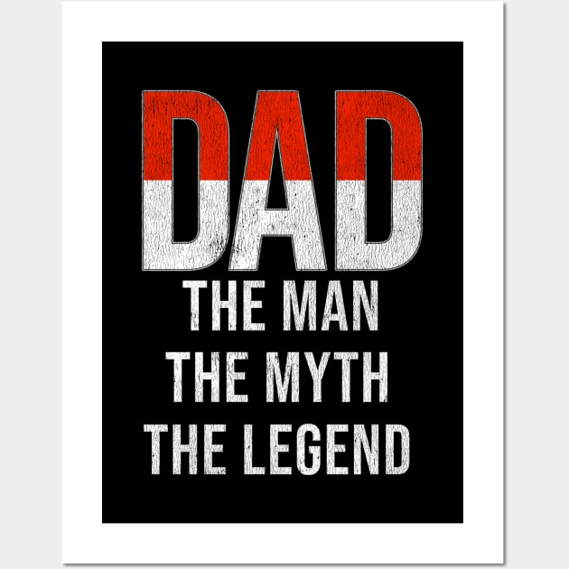 Monacan Dad The Man The Myth The Legend - Gift for Monacan Dad With Roots From Monacan Wall Art by Country Flags